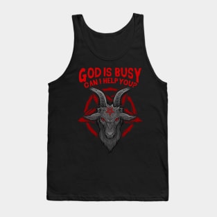 God Is Busy Can I Help You? - Baphomet Occult Gift Tank Top